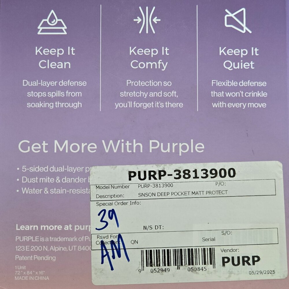 Purple Mattress Protector (New) - California King - Picture 6 of 6